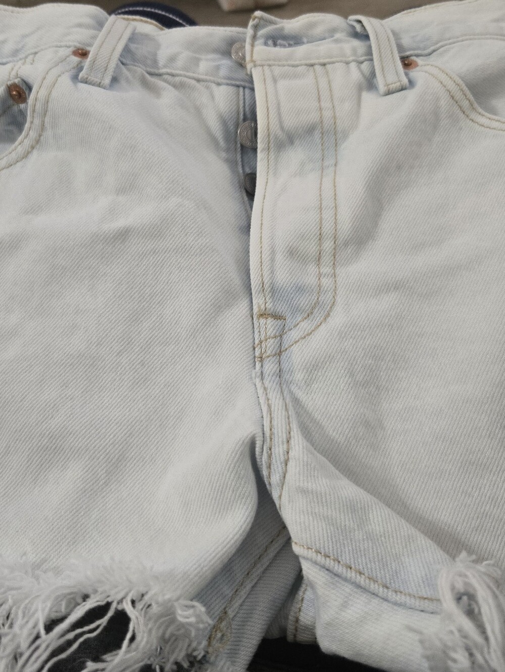 Levi's Light Blue Frayed Hem Kids Denim Shorts